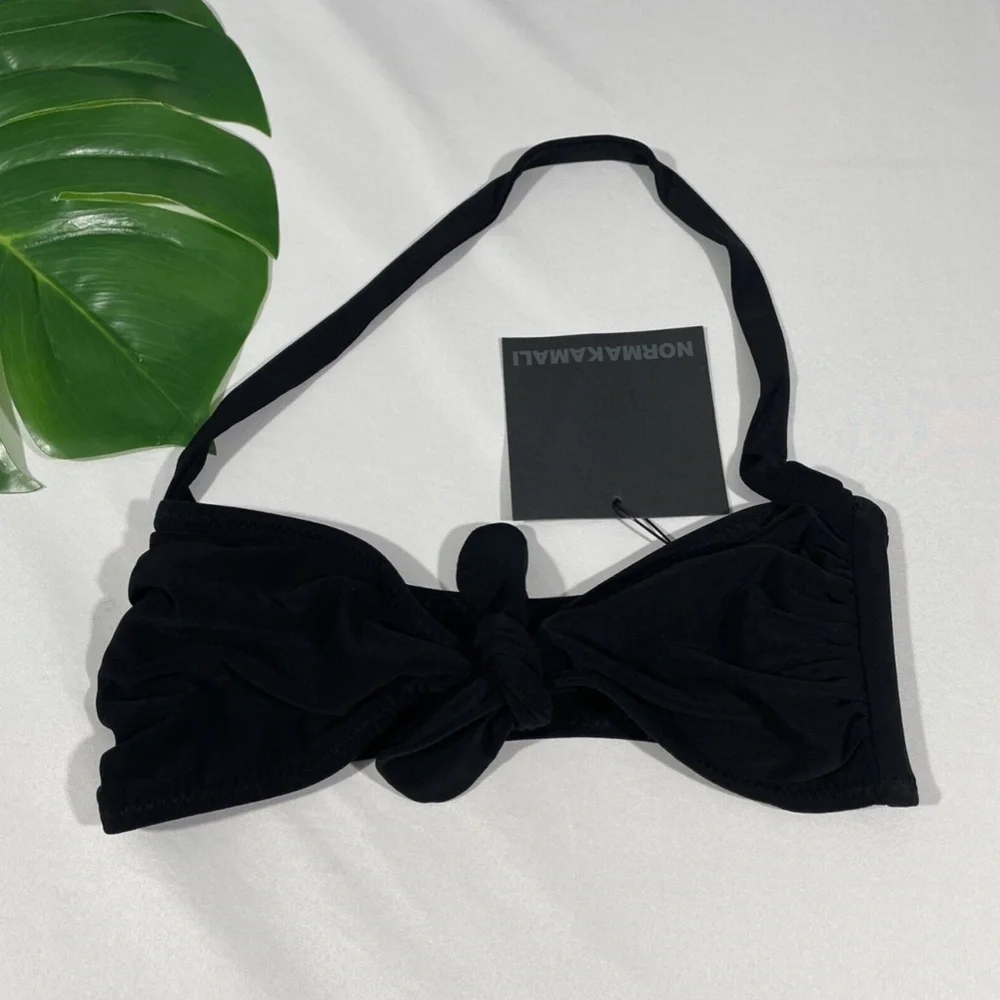 NWT Norma Kamali [ XS ] Tie-Front Bra‎ Bikini Top in Black